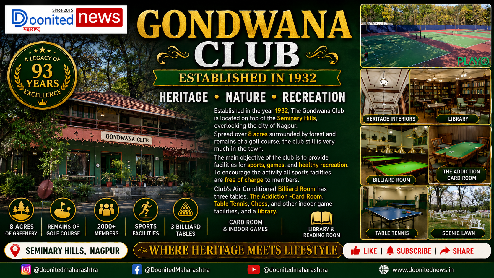 Gondwana Club Nagpur | Heritage, Recreation & Scenic Beauty Since 1932